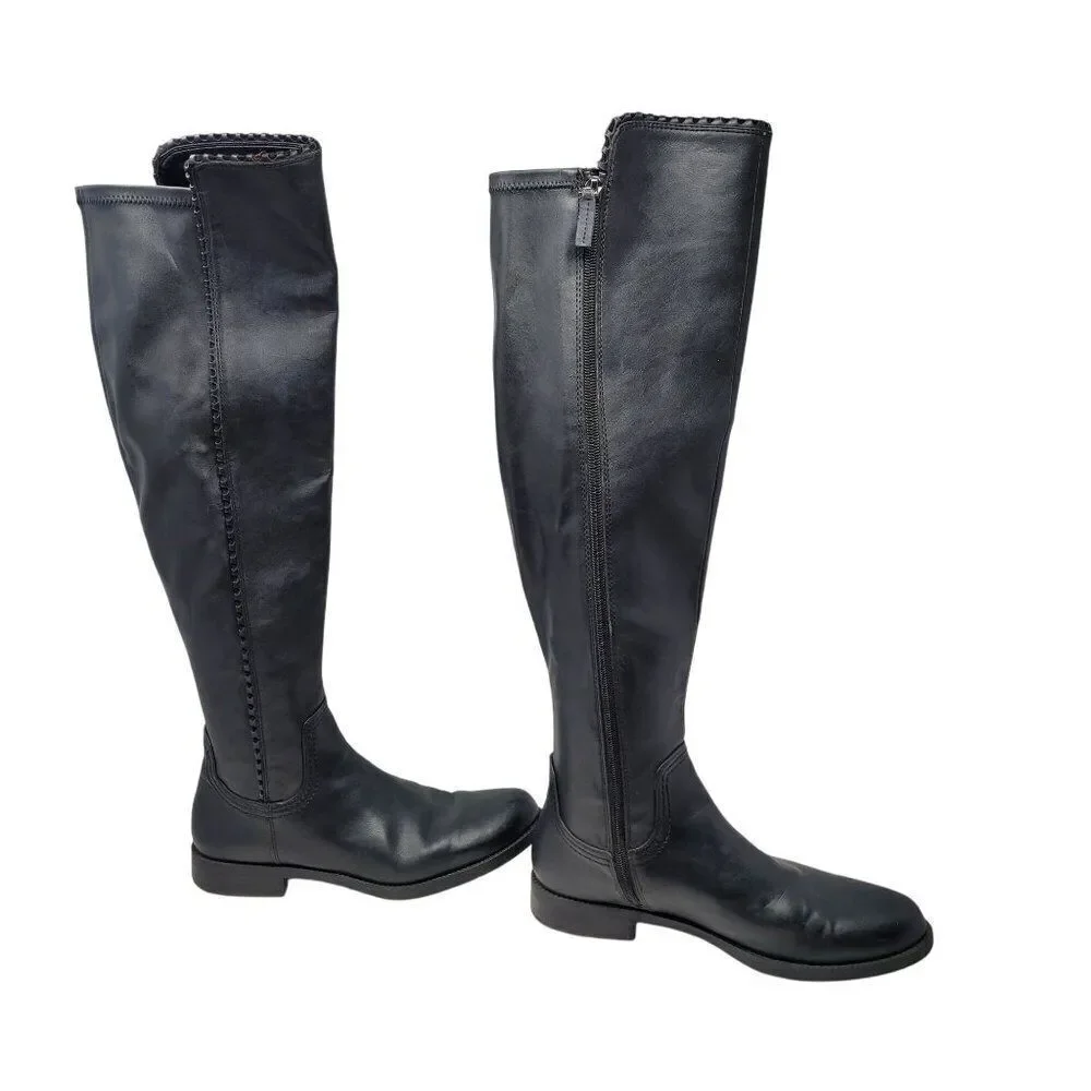 Franco Sarto Vegan L-Charlotte Womens Black Over The‎ Knee Boots 9.5 Equestrian